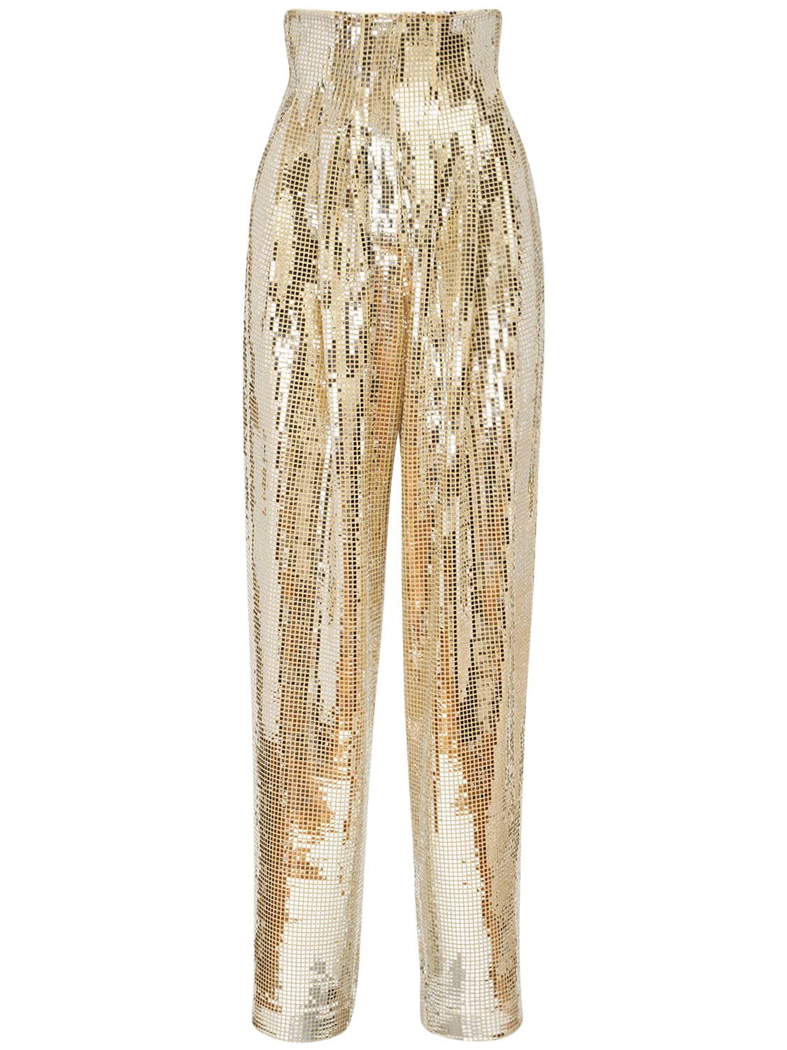 Anouki High Waist Sequins Disco Trousers In Gold