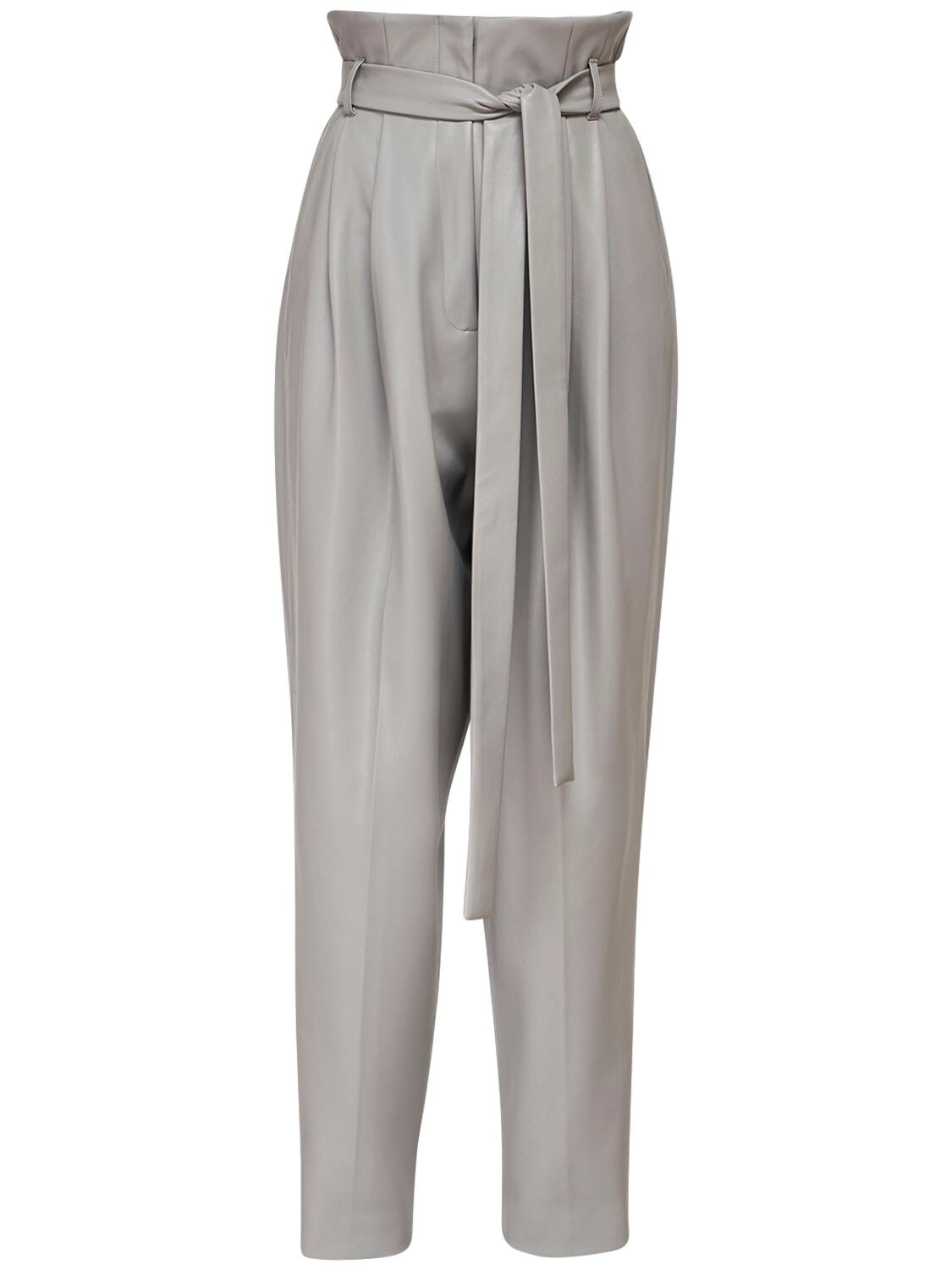 Anouki High Waist Faux Leather Pants In Grey