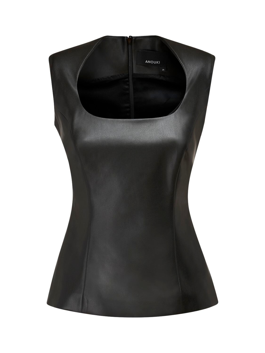 Anouki Sleeveless Faux Leather Top In Black