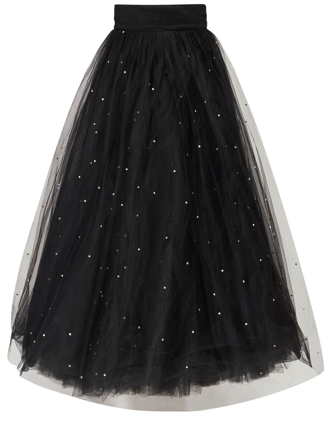 Anouki Embellished Tulle Midi Skirt In Black