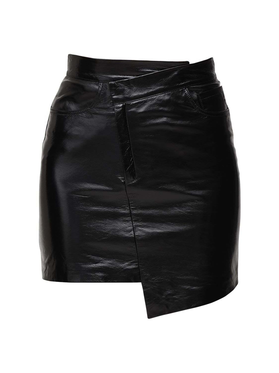Zeynep Arcay - Asymmetric patent leather mini skirt - Black | Luisaviaroma