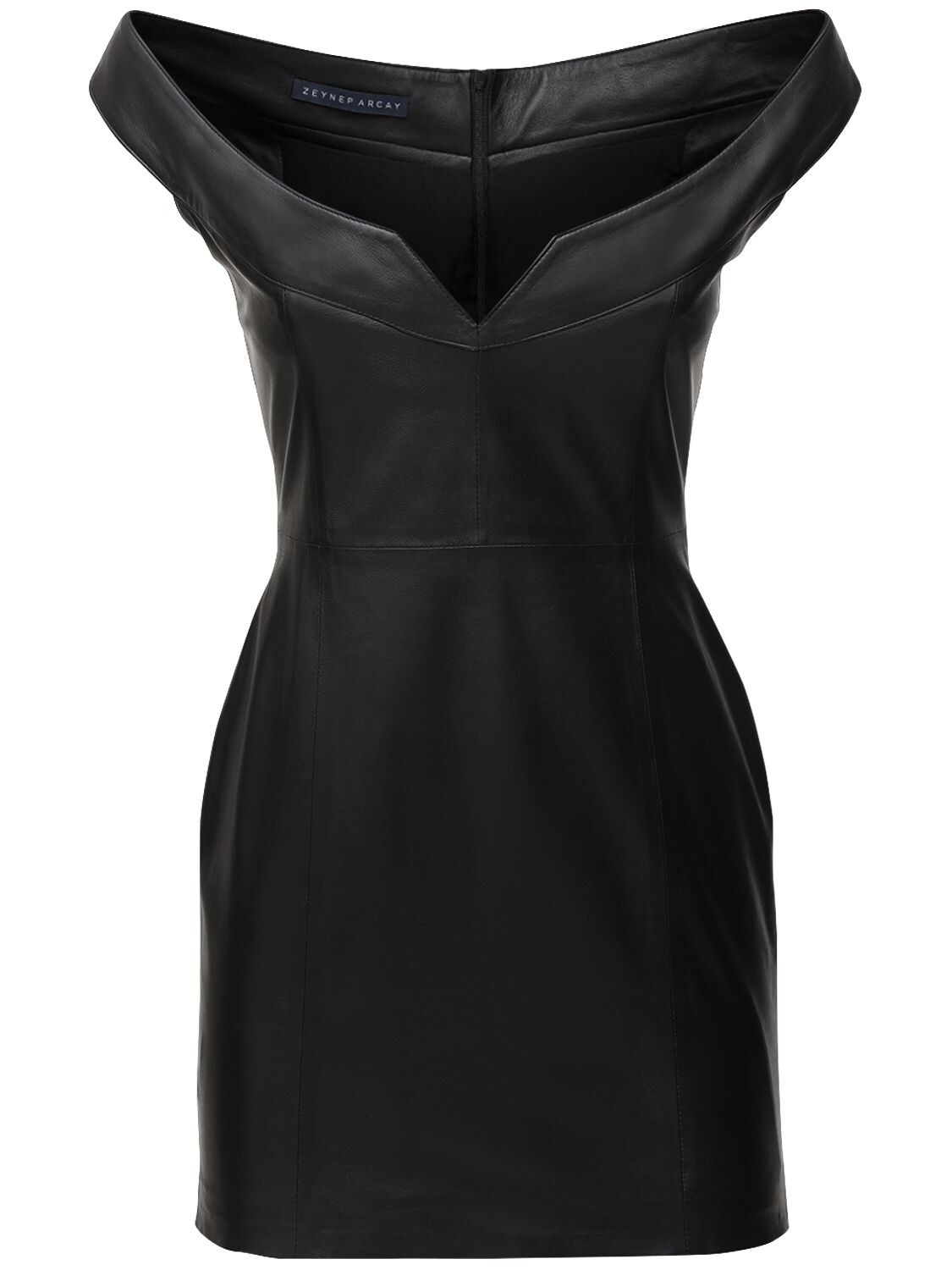 Zeynep Arcay - Princess leather mini dress - Black | Luisaviaroma