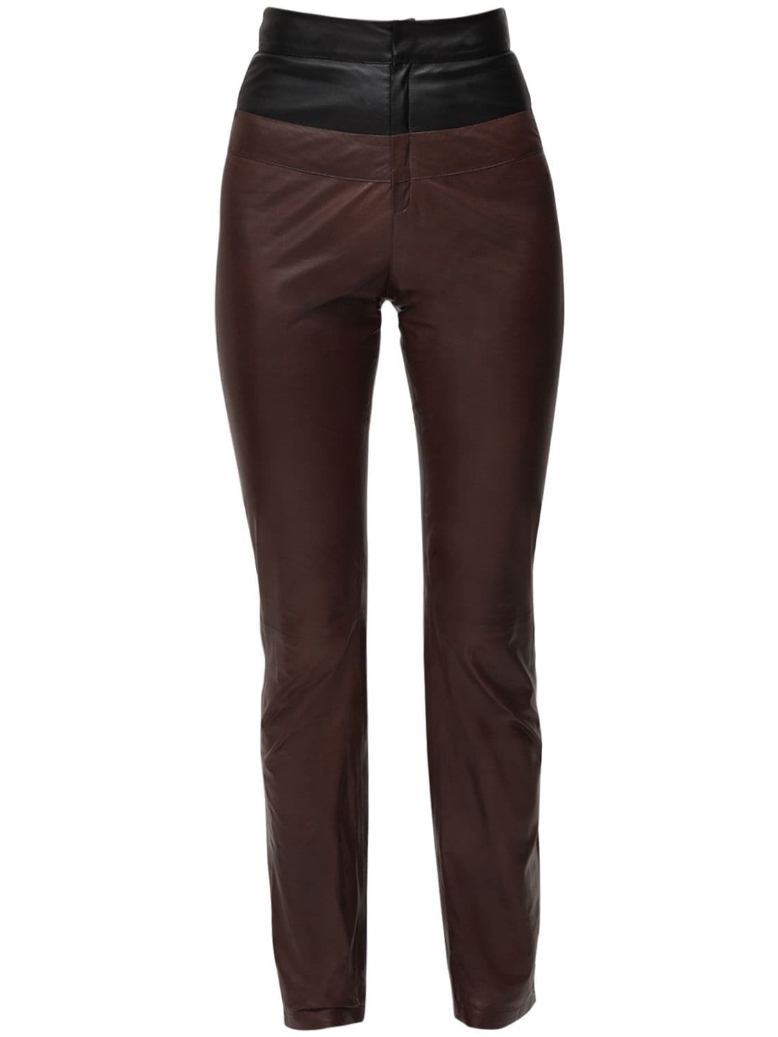 Zeynep Arcay Bicolor Leather Pants In Bordeauxblack | ModeSens