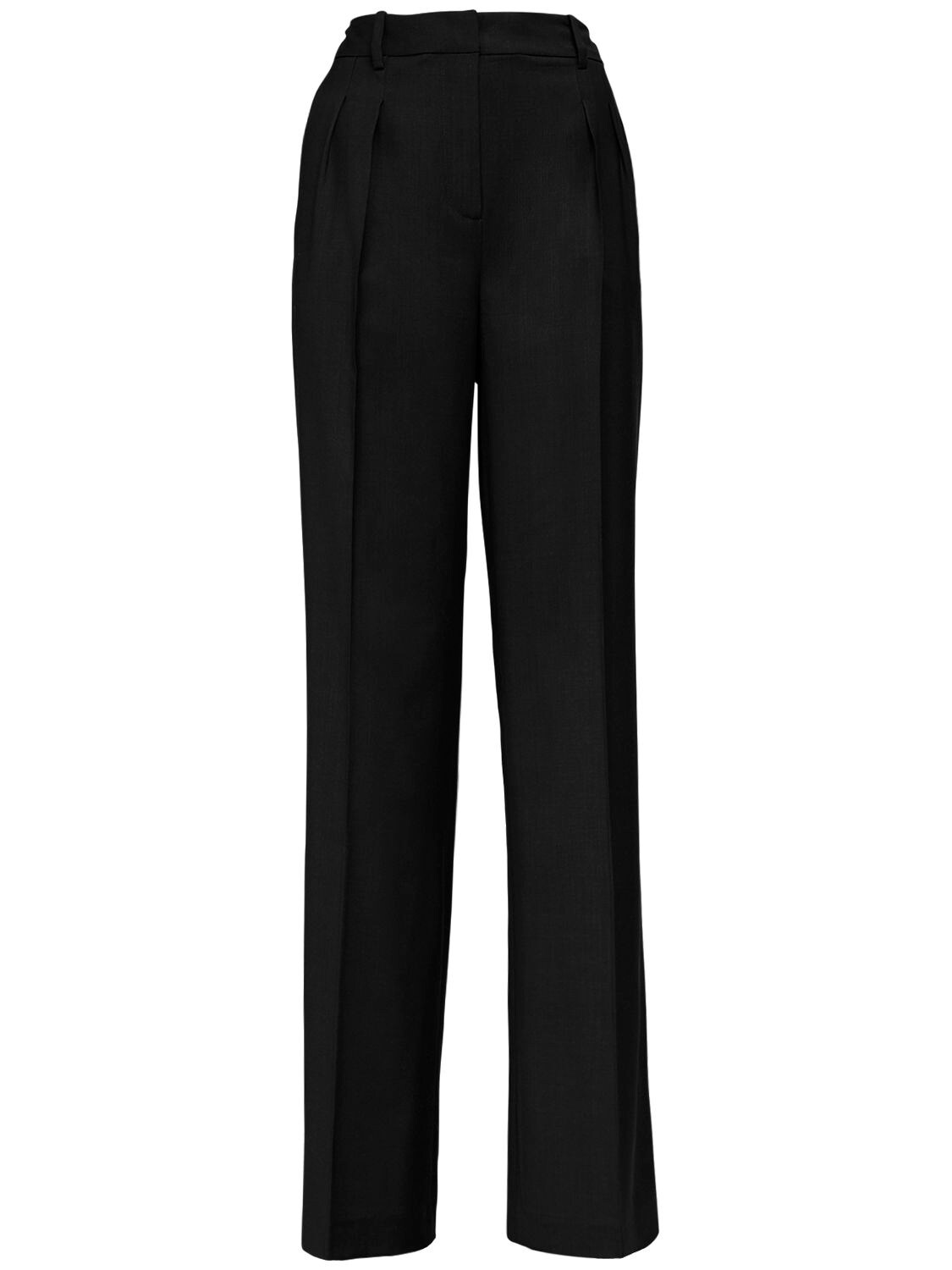 Loulou Studio Sbiru Wool Straight Pants In Black