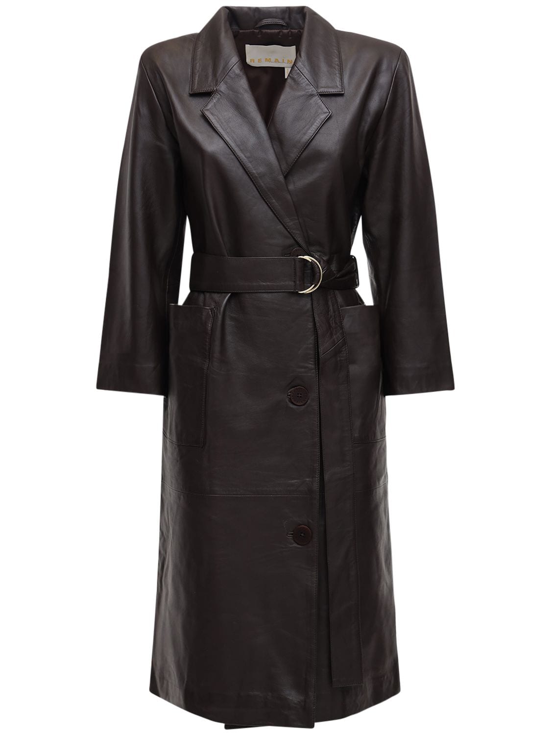 Remain Anna Leather Blazer Dress In Dark Brown | ModeSens