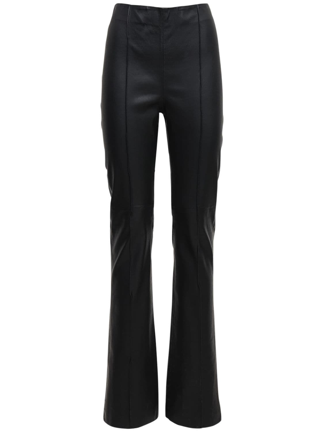 Remain Floral Bootcut Leather Pants In Black | ModeSens
