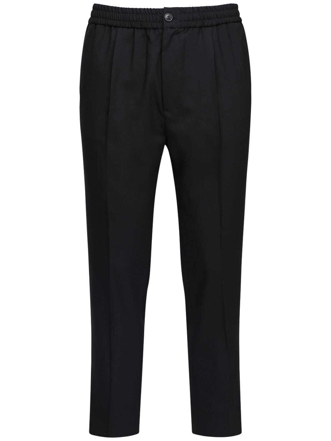 Ami Alexandre Mattiussi Ami Cropped Elasticated Waist Trousers In Black