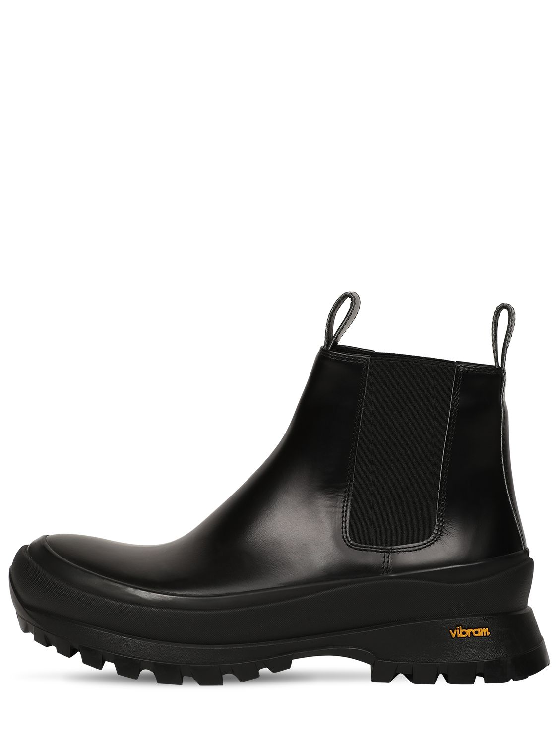 vibram boots black leather