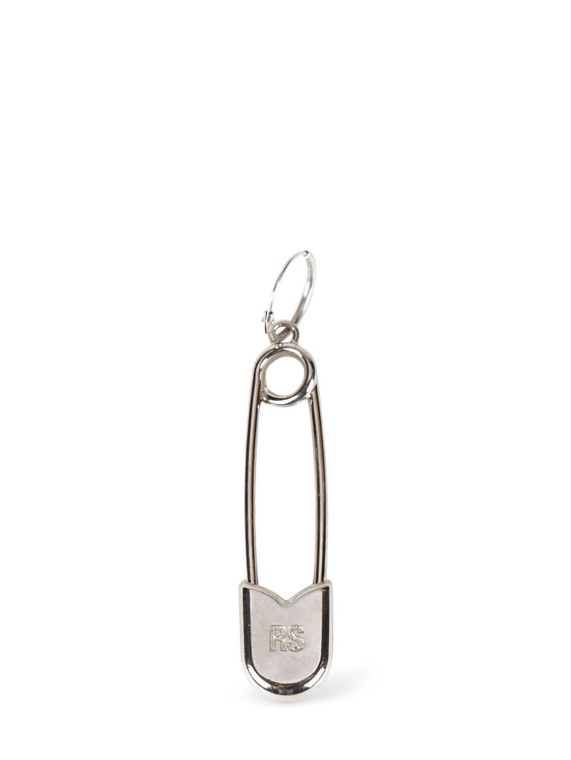 Raf Simons Safety Pin Metal Mono Earring In Silver