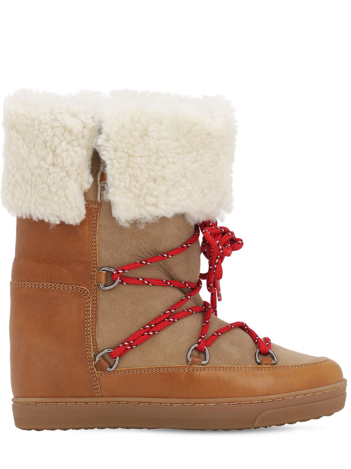 Isabel Marant Nowly Shearling-lined Textured-leather And Suede Snow Boots In Beige