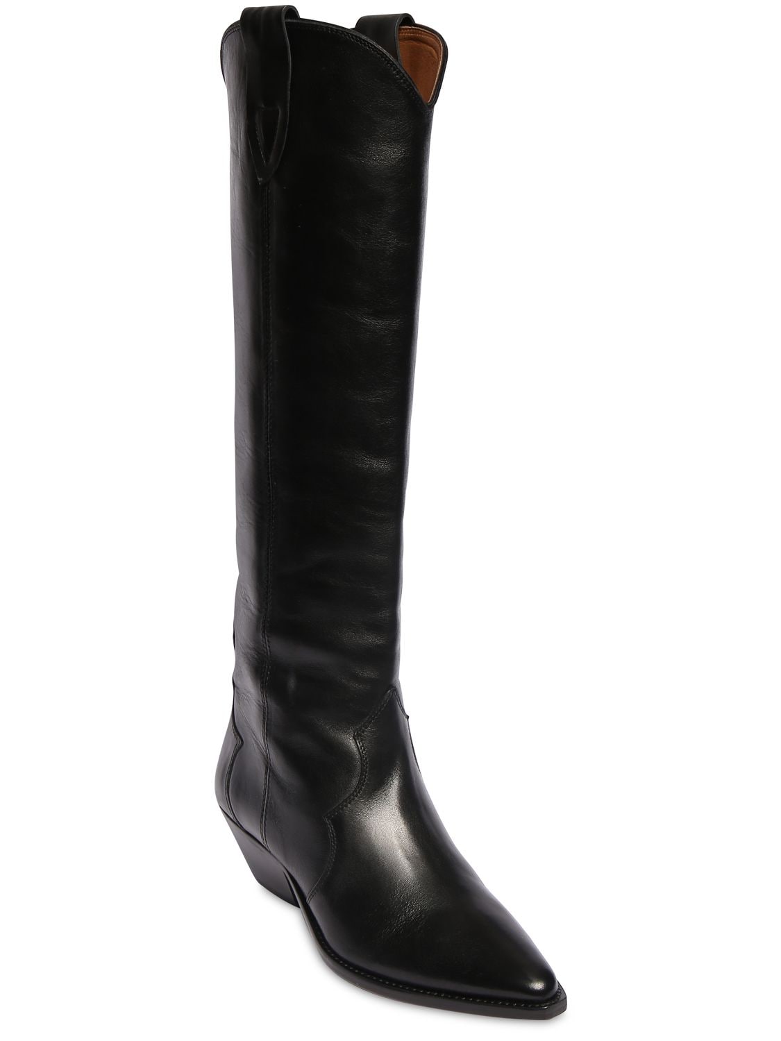 Shop Isabel Marant 40mm Denvee Leather Boots In Black