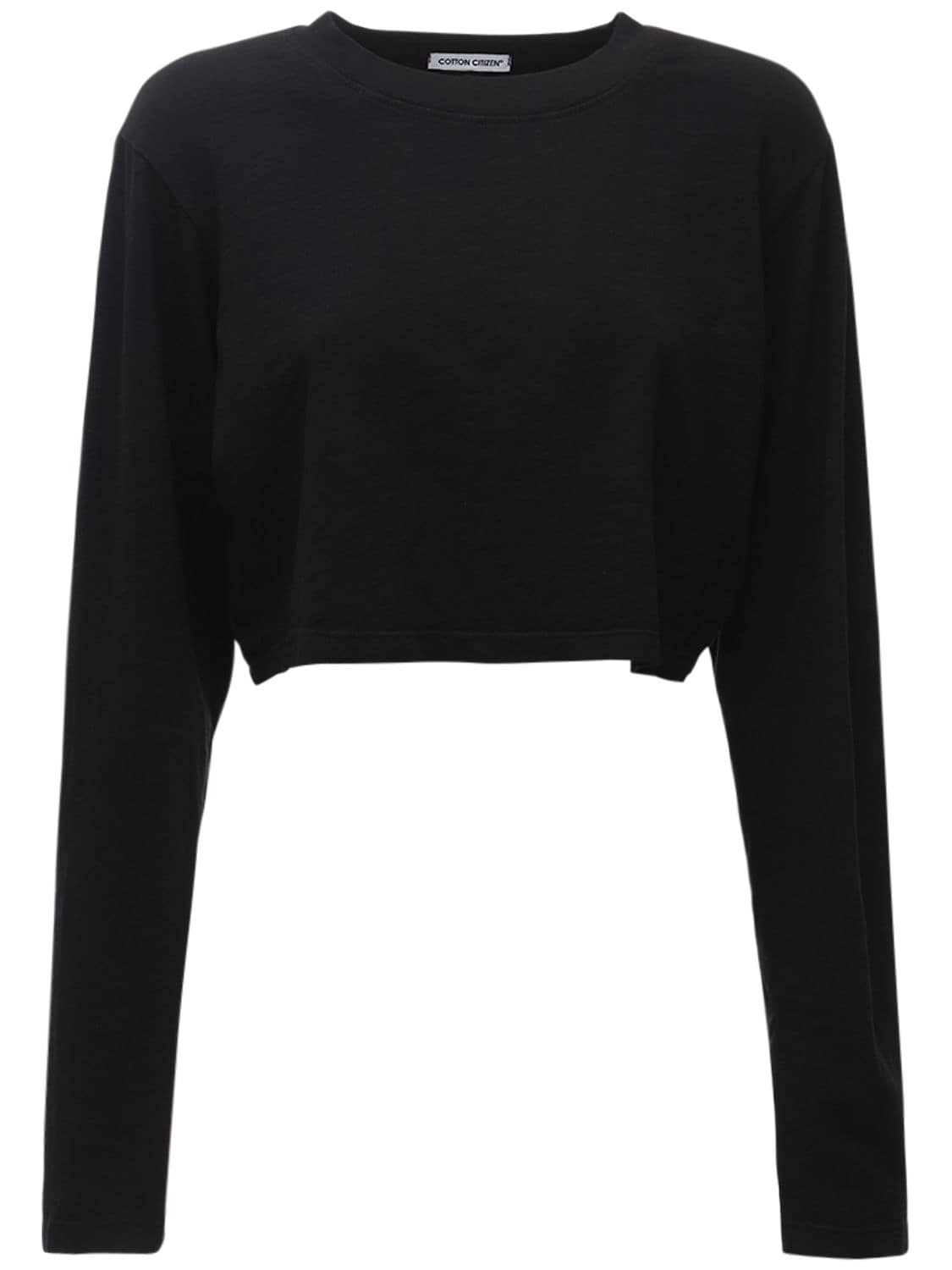 Cotton Citizen Black Crop Tokyo Long Sleeve T-shirt In Black