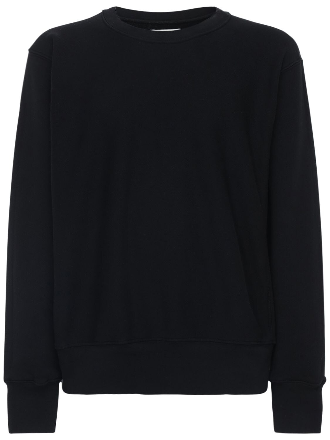 Les Tien Cropped Cotton Crewneck Sweatshirt In Jet Black