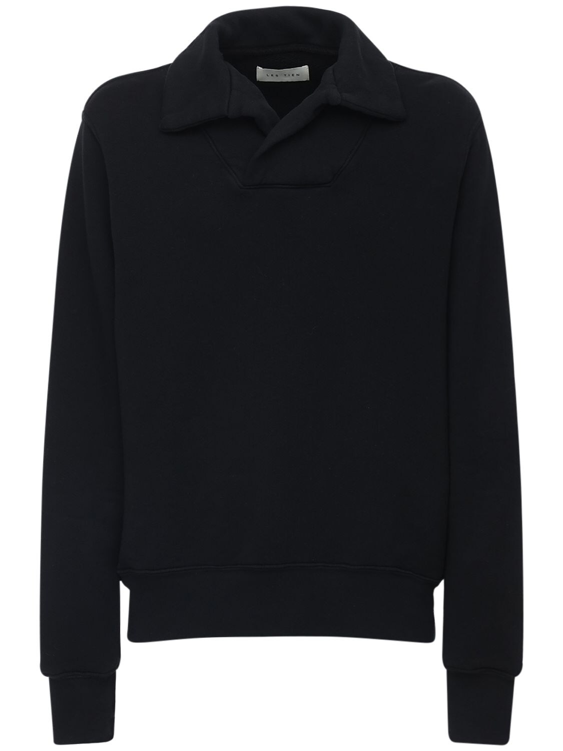 Les Tien Brushed Cotton Fleece Yacht Sweatshirt In Black