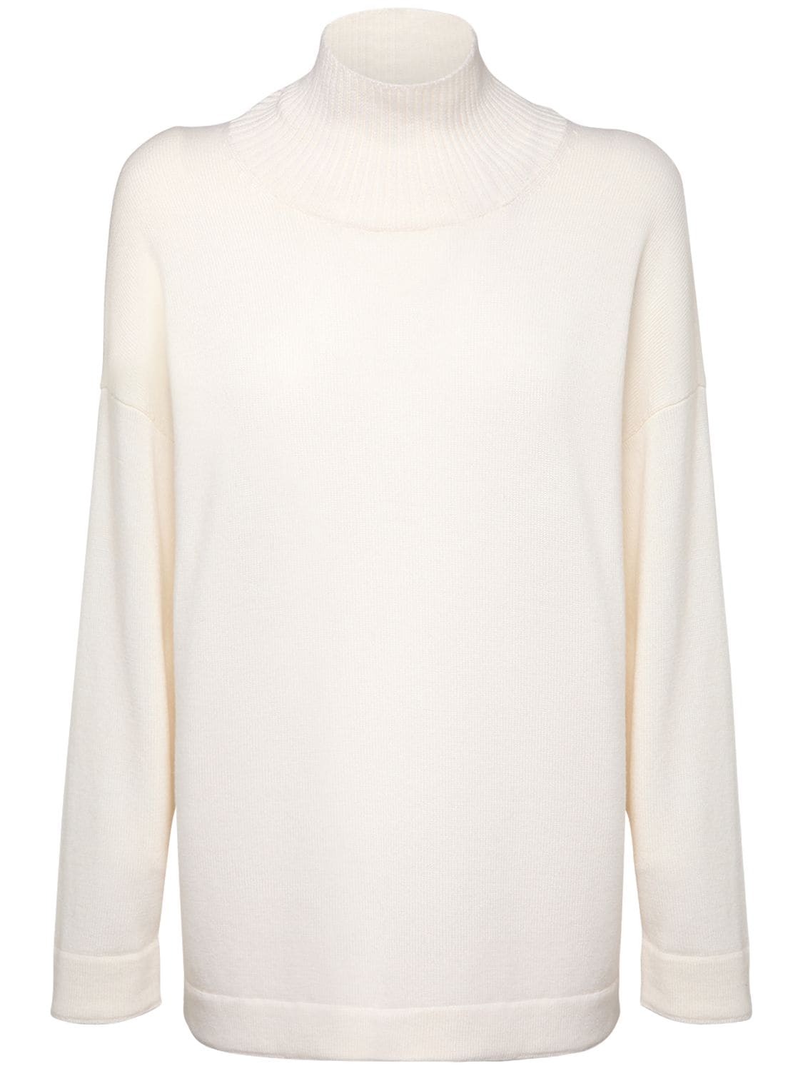 Max Mara Wool Knit Turtleneck Sweater In White | ModeSens