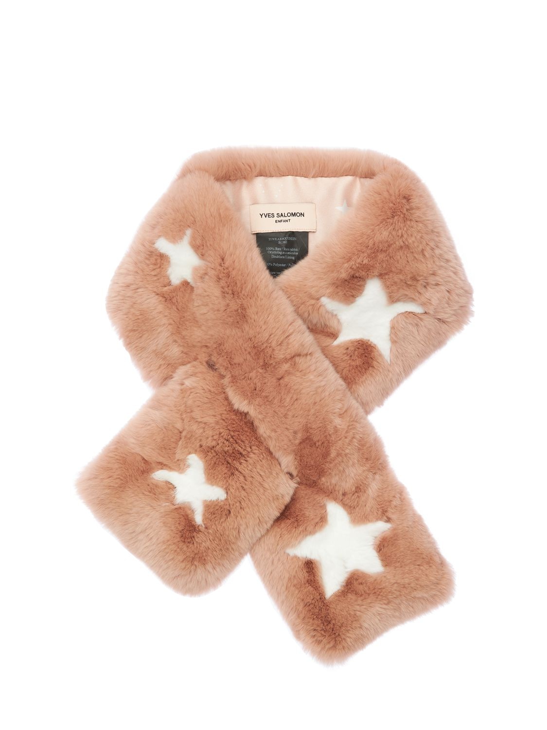 Yves Salomon Enfant Kids' Star Print Fur Scarf In Pink