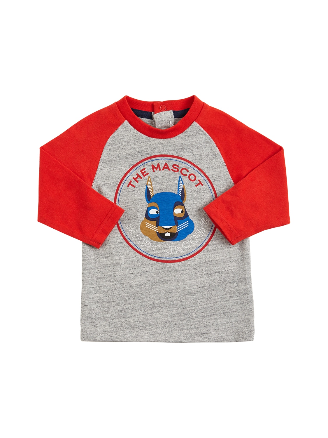 Little Marc Jacobs Kids' Mascot Print Cotton Jersey T-shirt In Grey,red