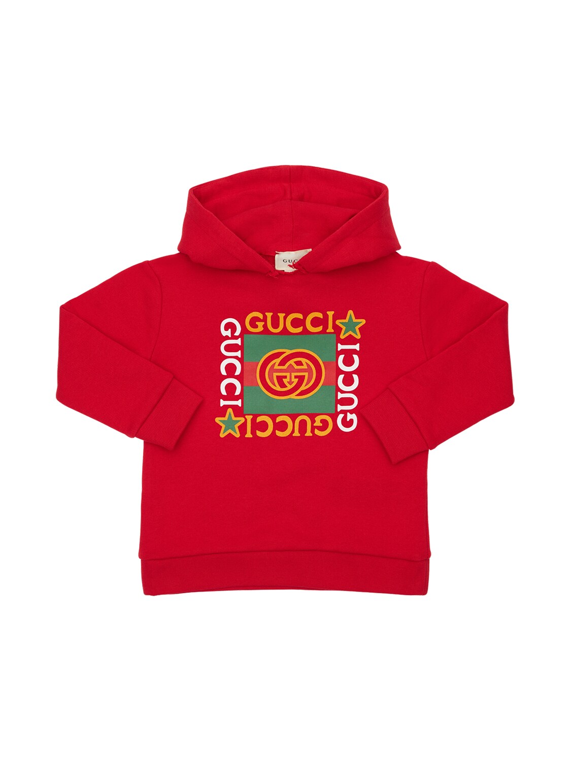 Gucci Kids' Logo印花棉质连帽卫衣 In Red
