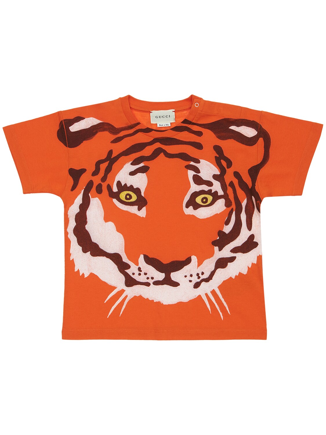 Gucci Kids' Tiger Print Cotton Jersey T-shirt In Orange