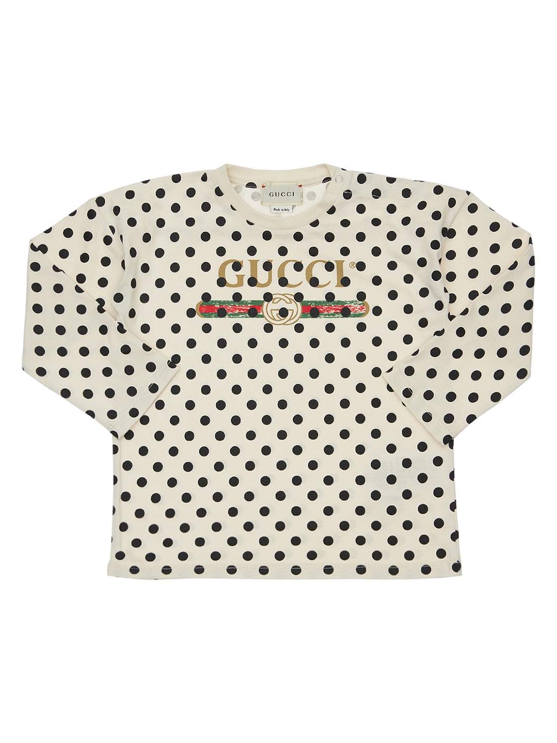 Gucci Kids' Printed Cotton Jersey T-shirt In Off White,black