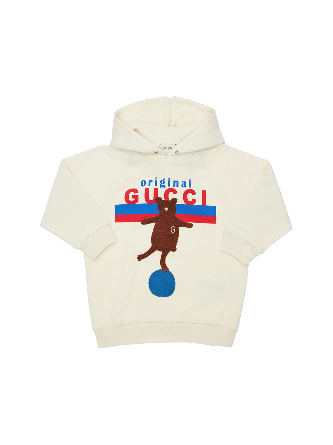 Gucci Kids' Cotton Sweatshirt Hoodie W/ Bear Patch In White