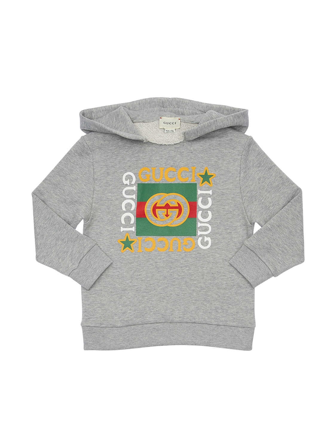 Gucci Kids' Logo Print Cotton Sweatshirt Hoodie In Light Grey
