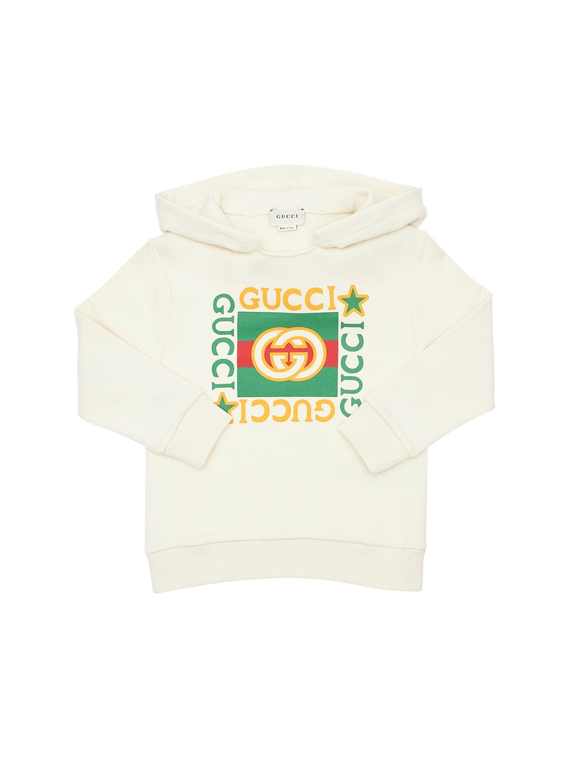 Gucci Kids' Logo Print Cotton Sweatshirt Hoodie In Neutrals