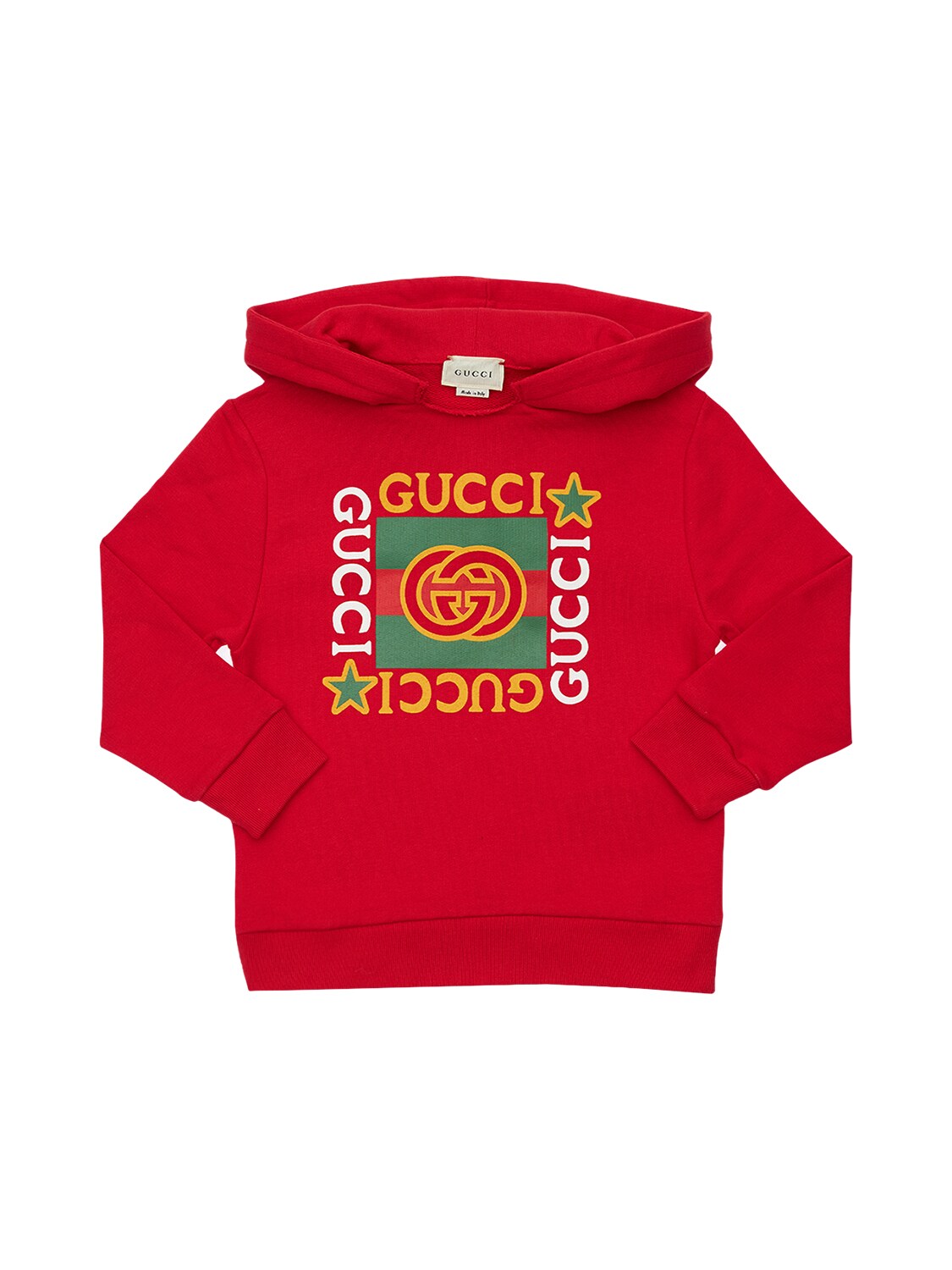 Gucci Kids' Logo Print Cotton Sweatshirt Hoodie In Red