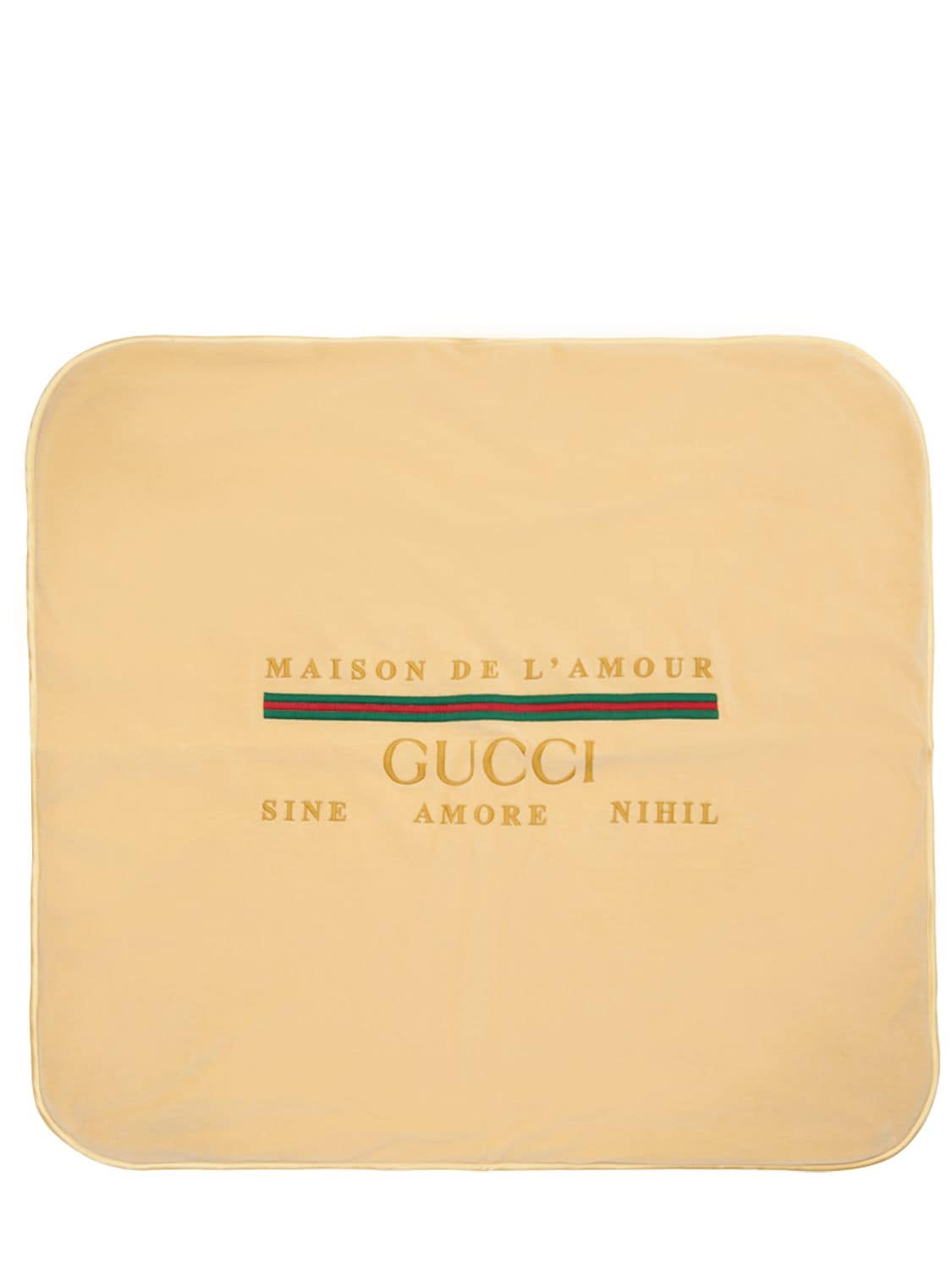 Gucci Kids' Logo Embroidered Chenille Blanket In Beige