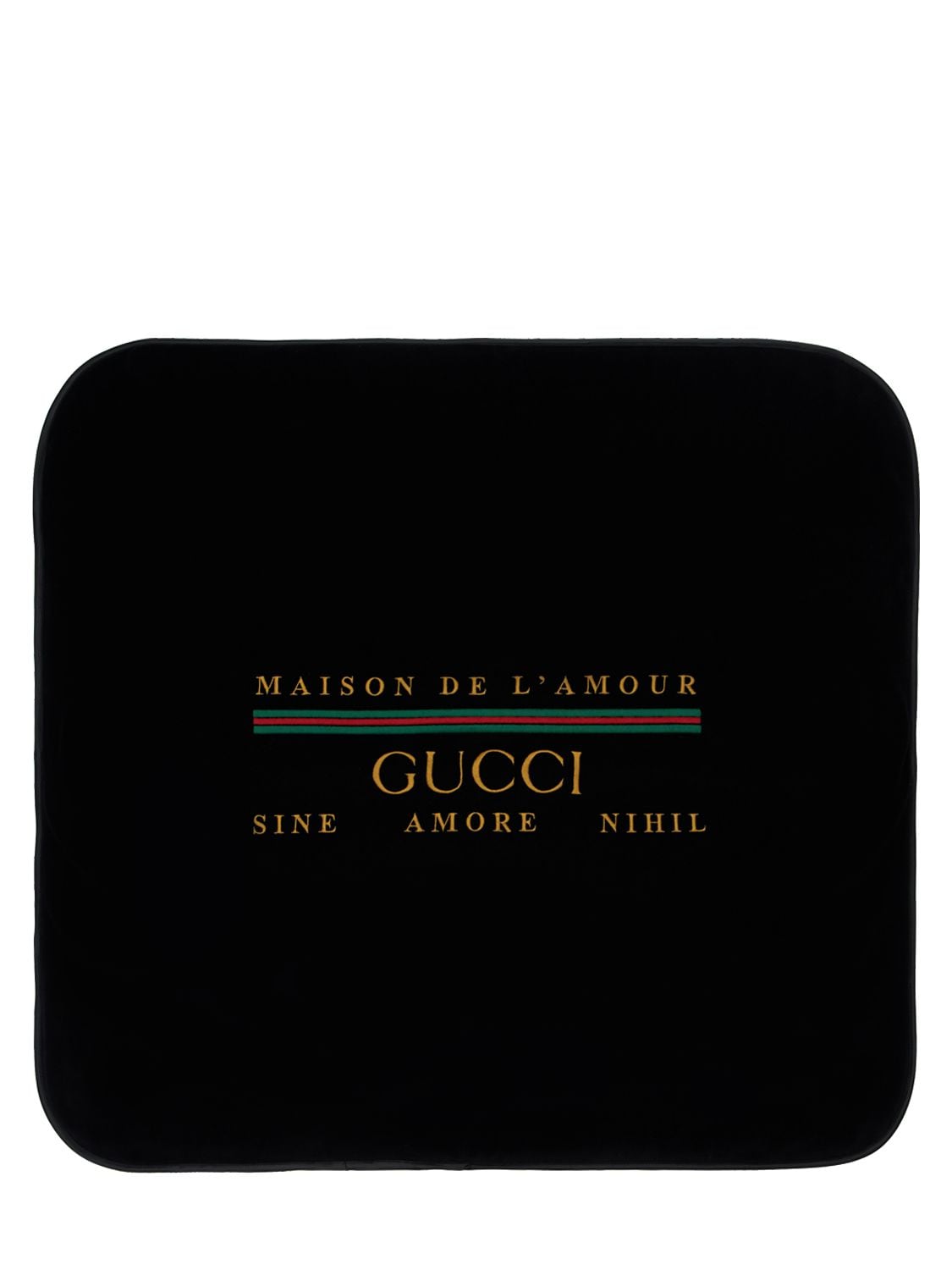 Gucci Kids' Logo刺绣绳绒毯子 In Black