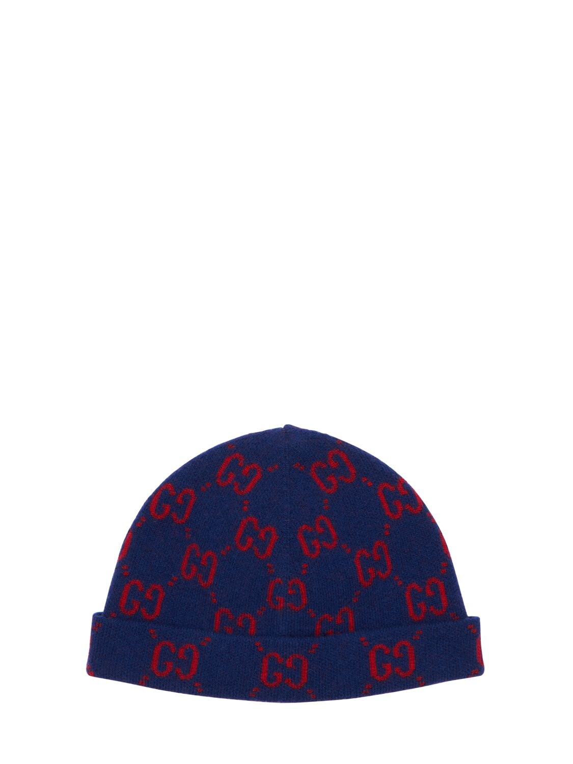 Gucci Kids' Logo Intarsia Wool Hat In Blue