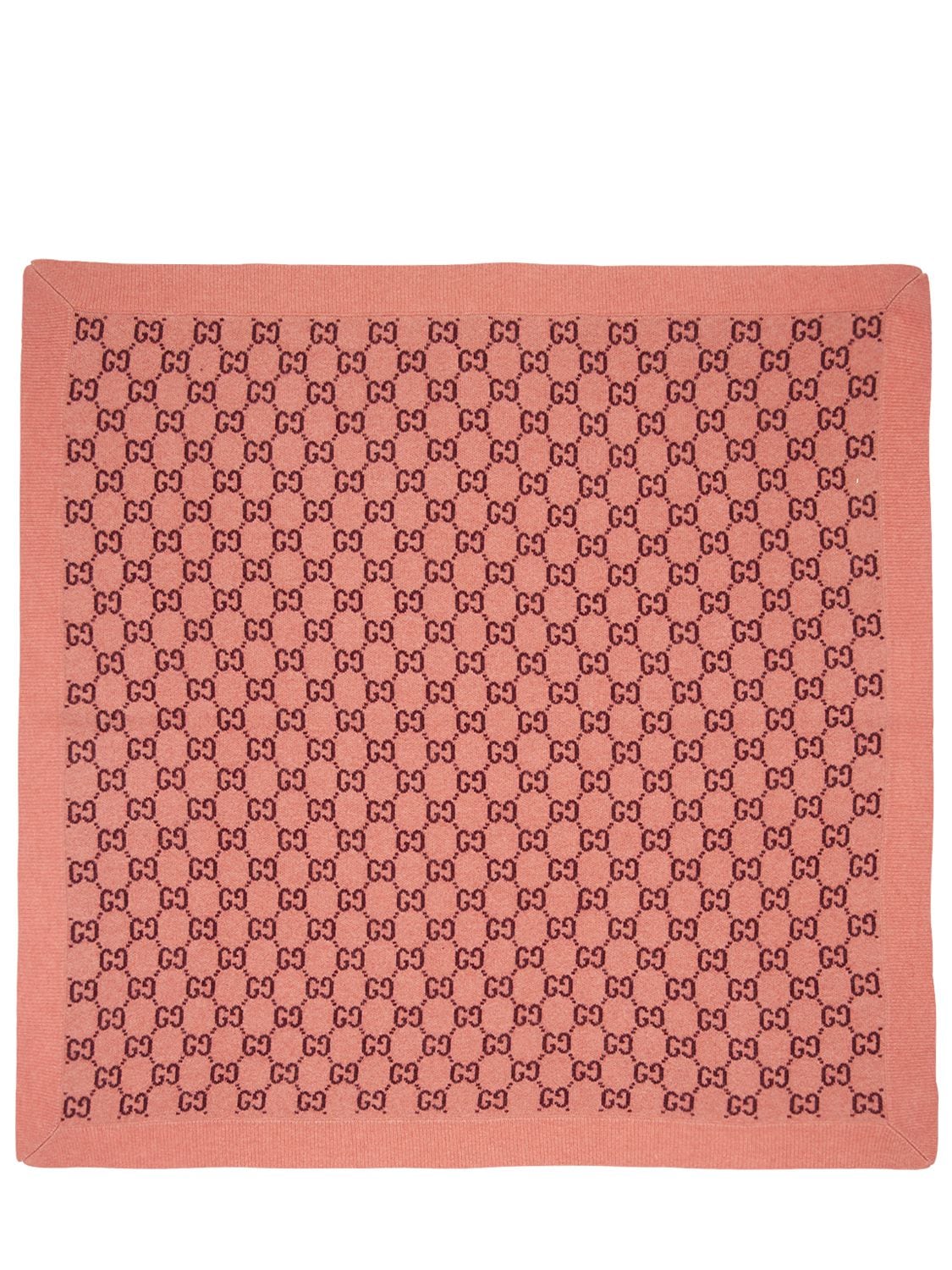 Gucci Gg Logo Intarsia Wool Knit Blanket In Pink