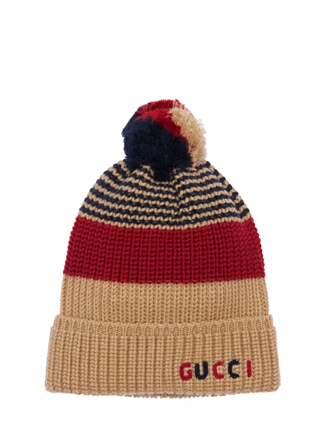 Gucci Babies' Knit Wool Hat W/ Embroidered Logo In Multicolor