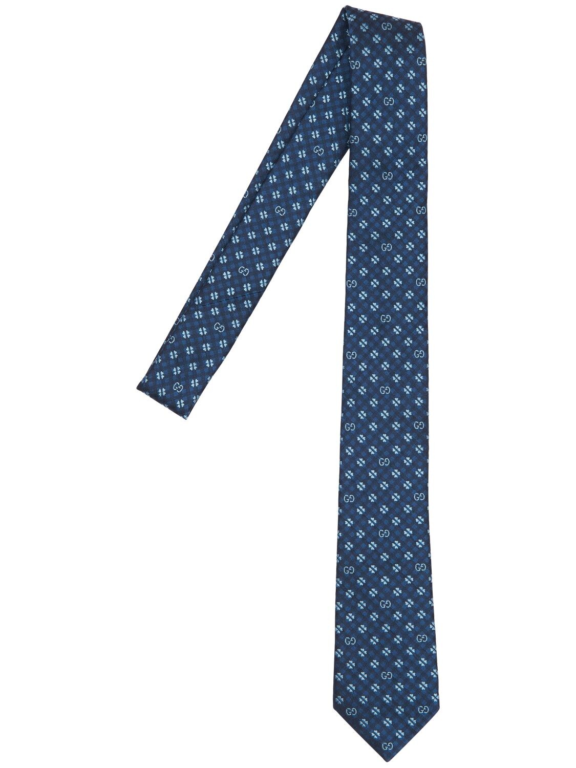Gucci Babies' Logo Print Silk Tie In Blue