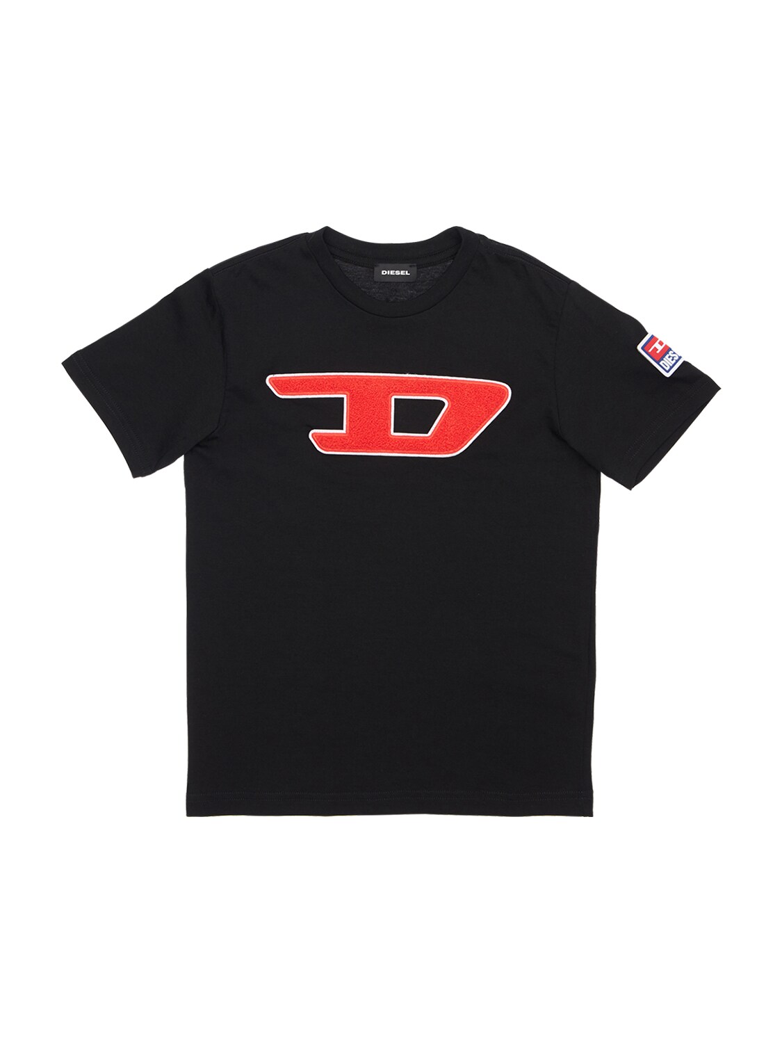Diesel Kids' Logo Patch Cotton Jersey T-shirt In Black