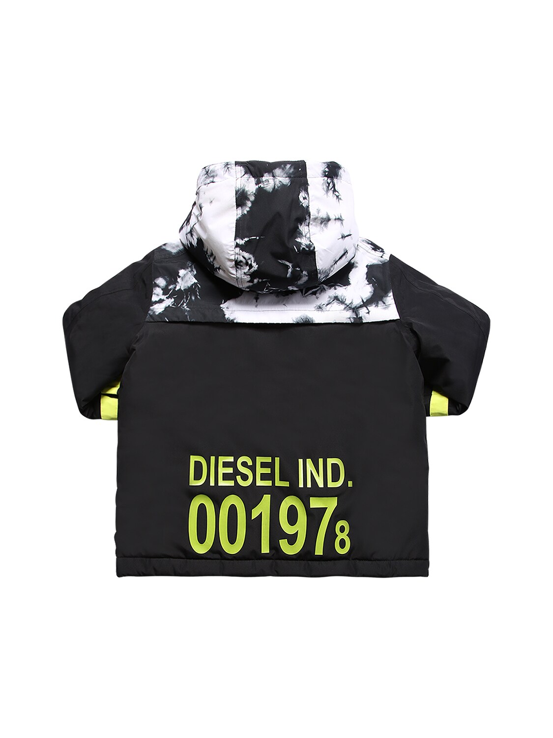 Diesel Kids' Tie Dye Padded Nylon Ski Jacket In Black | ModeSens