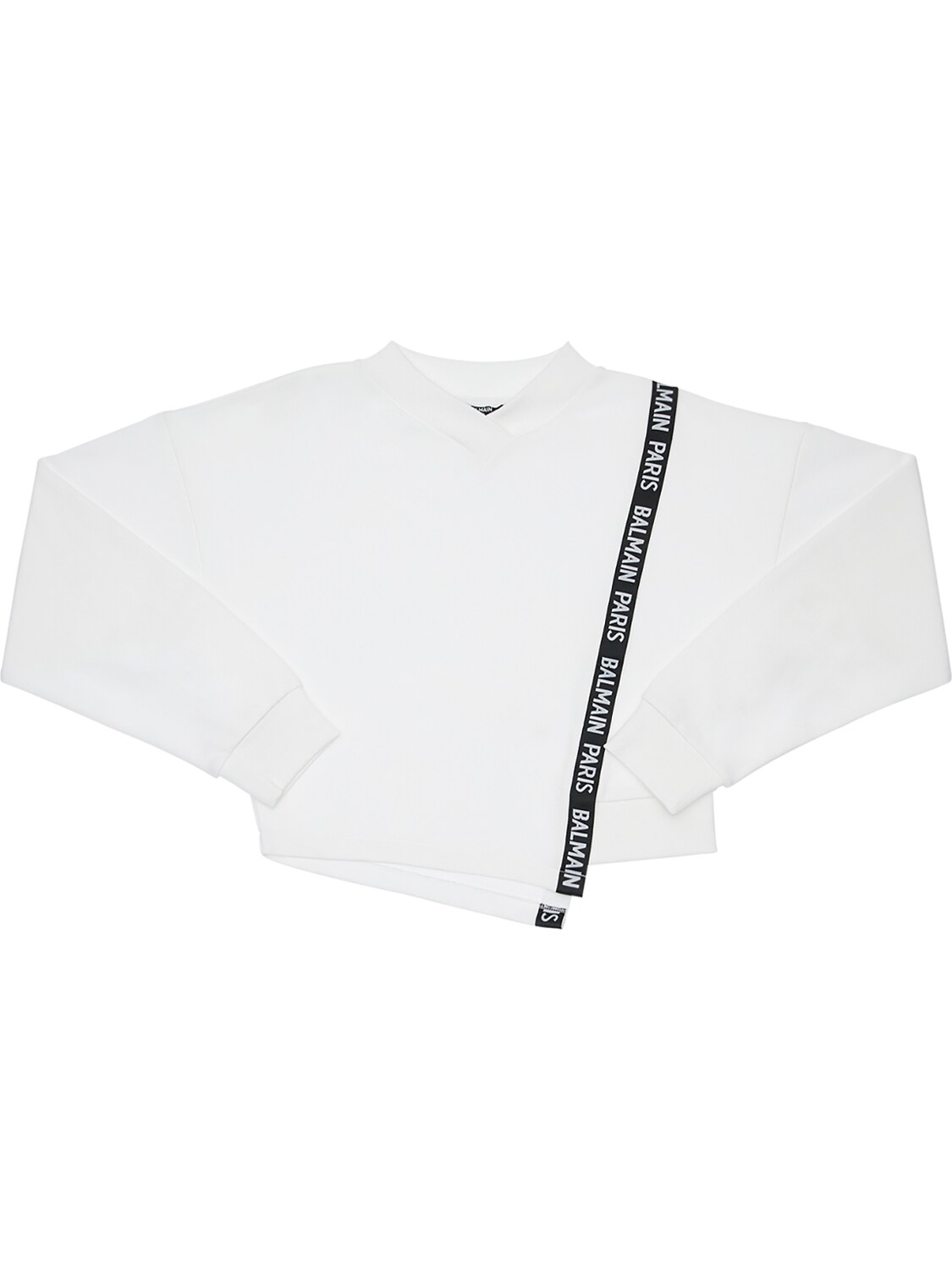 Crop Cotton Sweatshirt W/ Logo Band