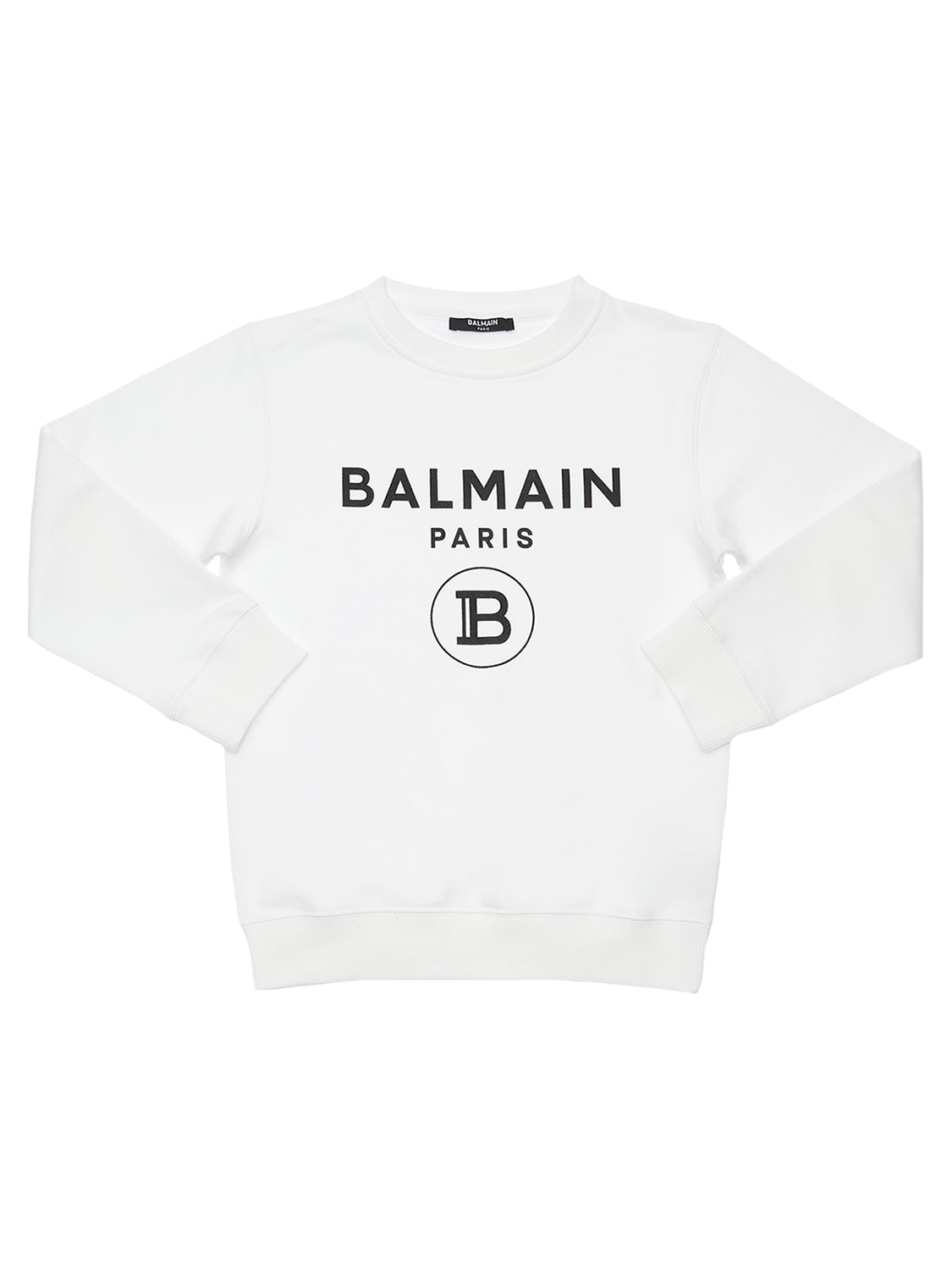 Balmain Kids' Logo Print Cotton Sweatshirt In White