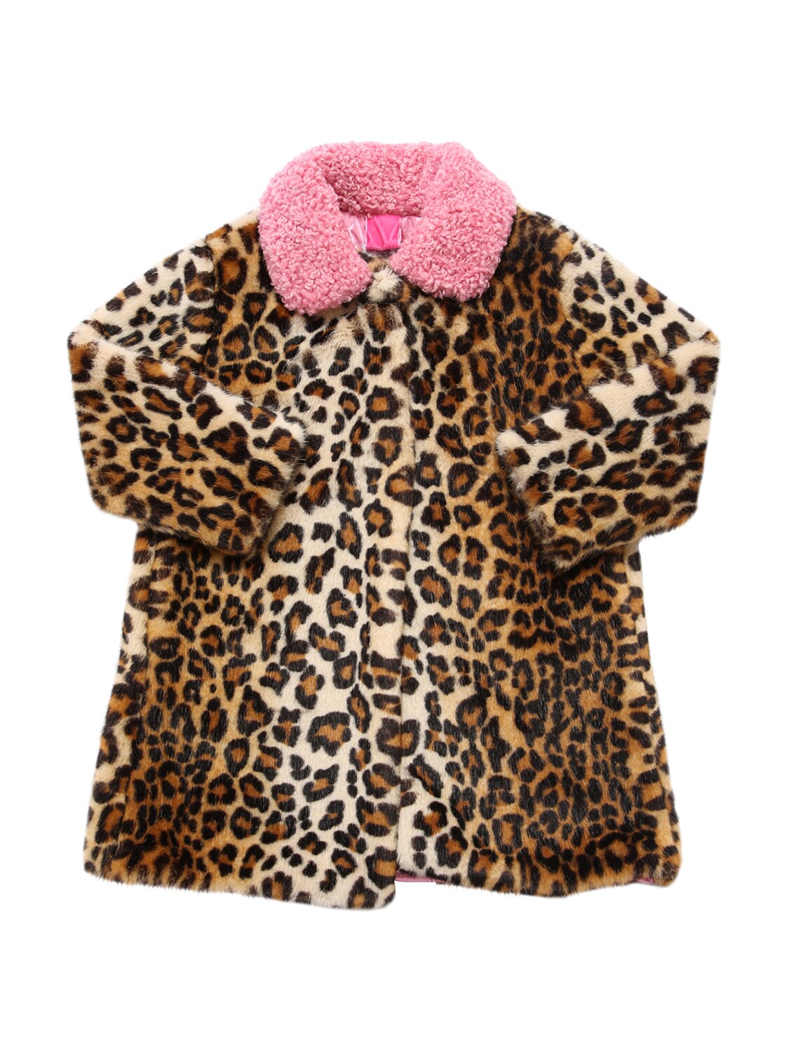 leopard print coat pink fur collar