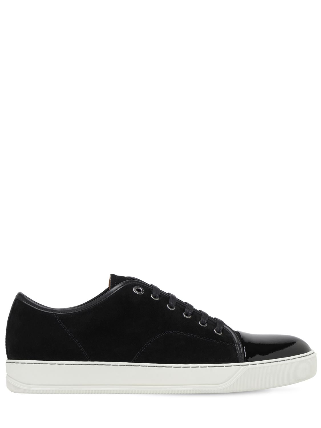 Lanvin Suede & Leather Low Top Sneakers In Black