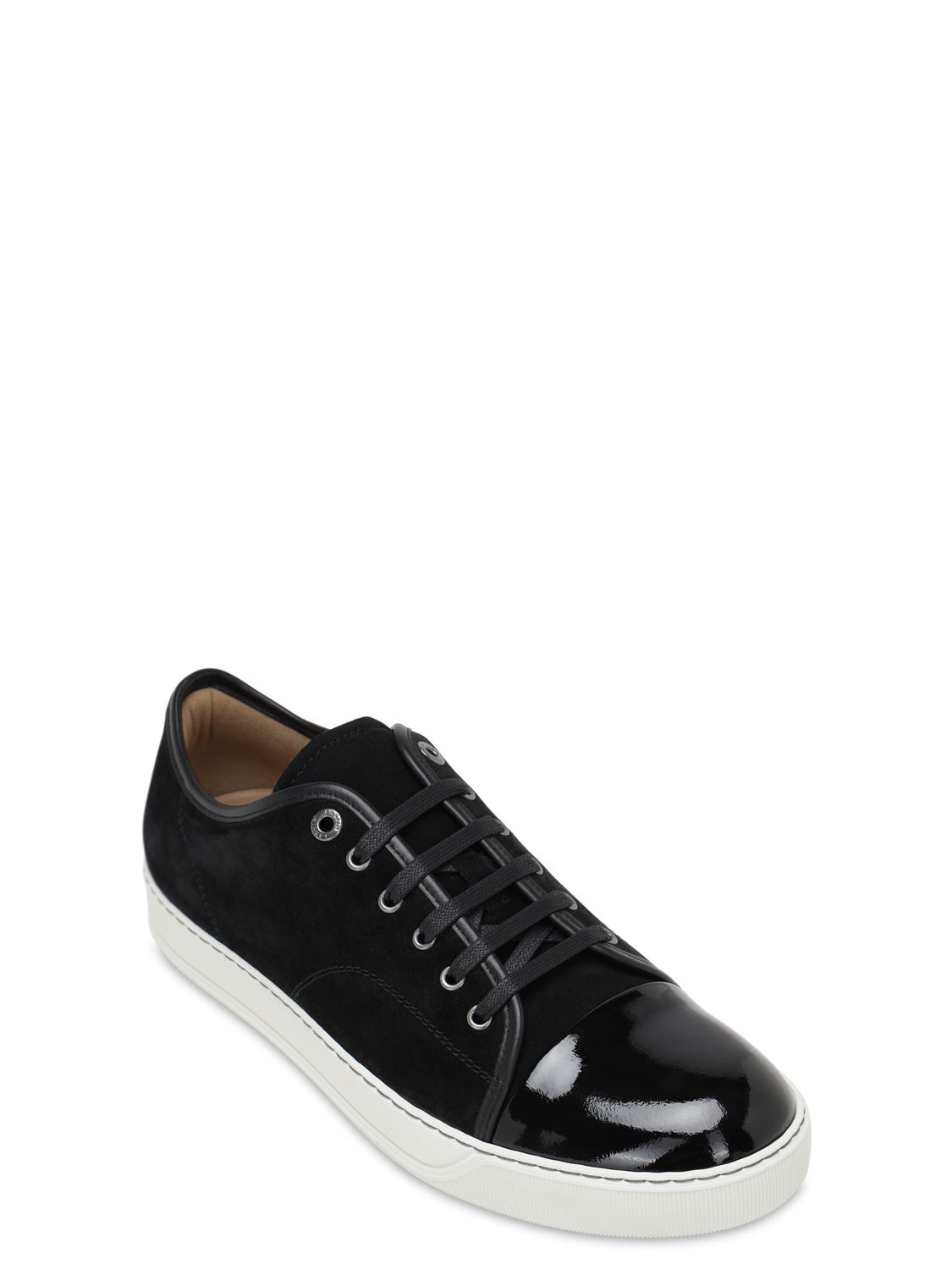 Shop Lanvin Suede & Leather Low Top Sneakers In Black