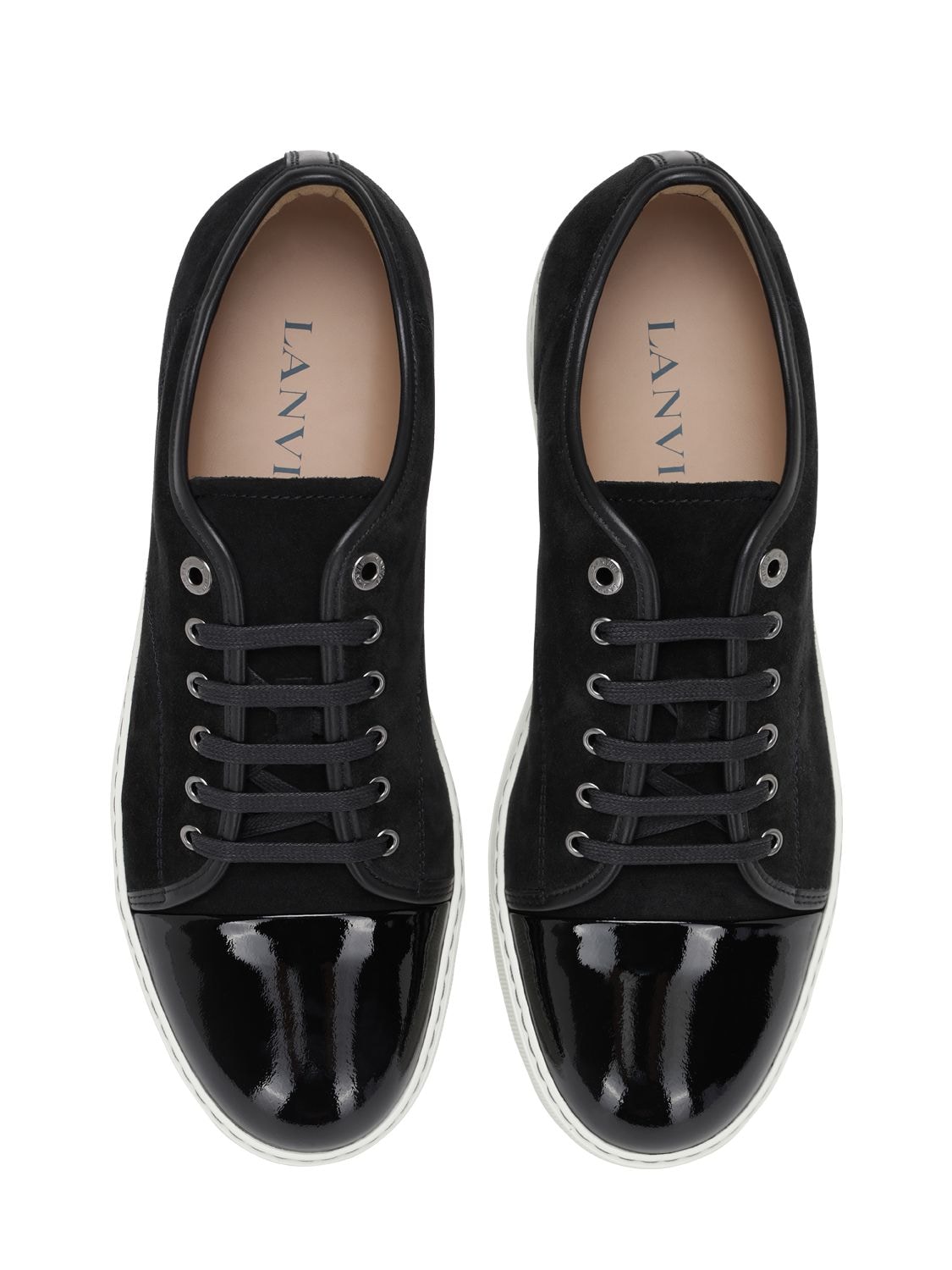 Shop Lanvin Suede & Leather Low Top Sneakers In Black