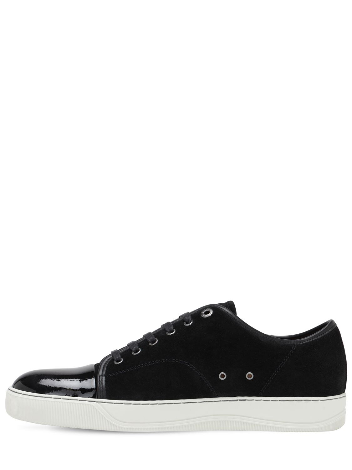 Shop Lanvin Suede & Leather Low Top Sneakers In Black