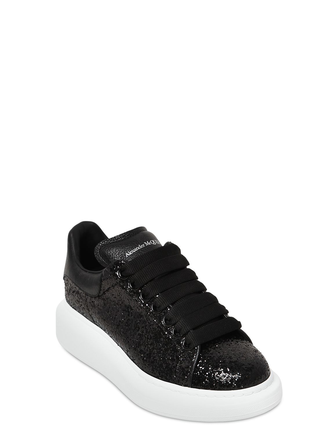 Shop Alexander Mcqueen 45mm Glittered Sneakers In Black