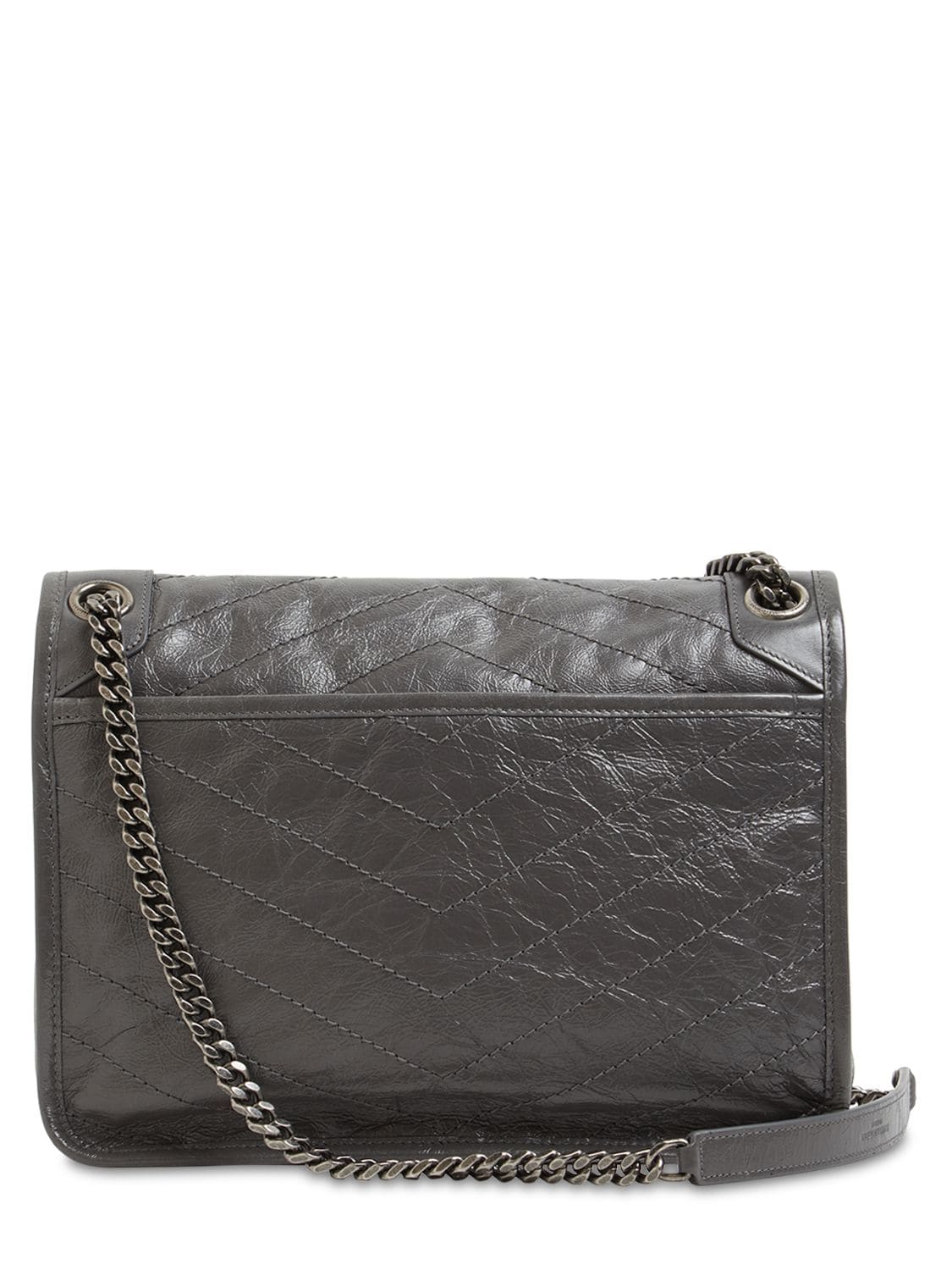 Shop Saint Laurent Medium Niki Vintage Leather Shoulder Bag In Storm