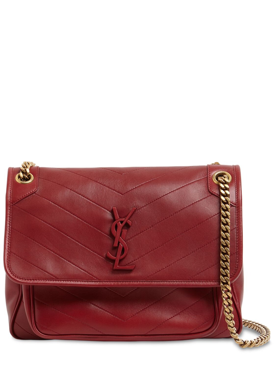 Saint Laurent Medium Niki Monogram Leather Bag In Opyum Red
