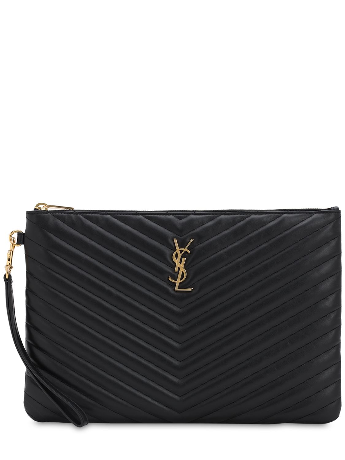 SAINT LAURENT MD QUILTED LEATHER POUCH,72IG1N049-MTAWMA2