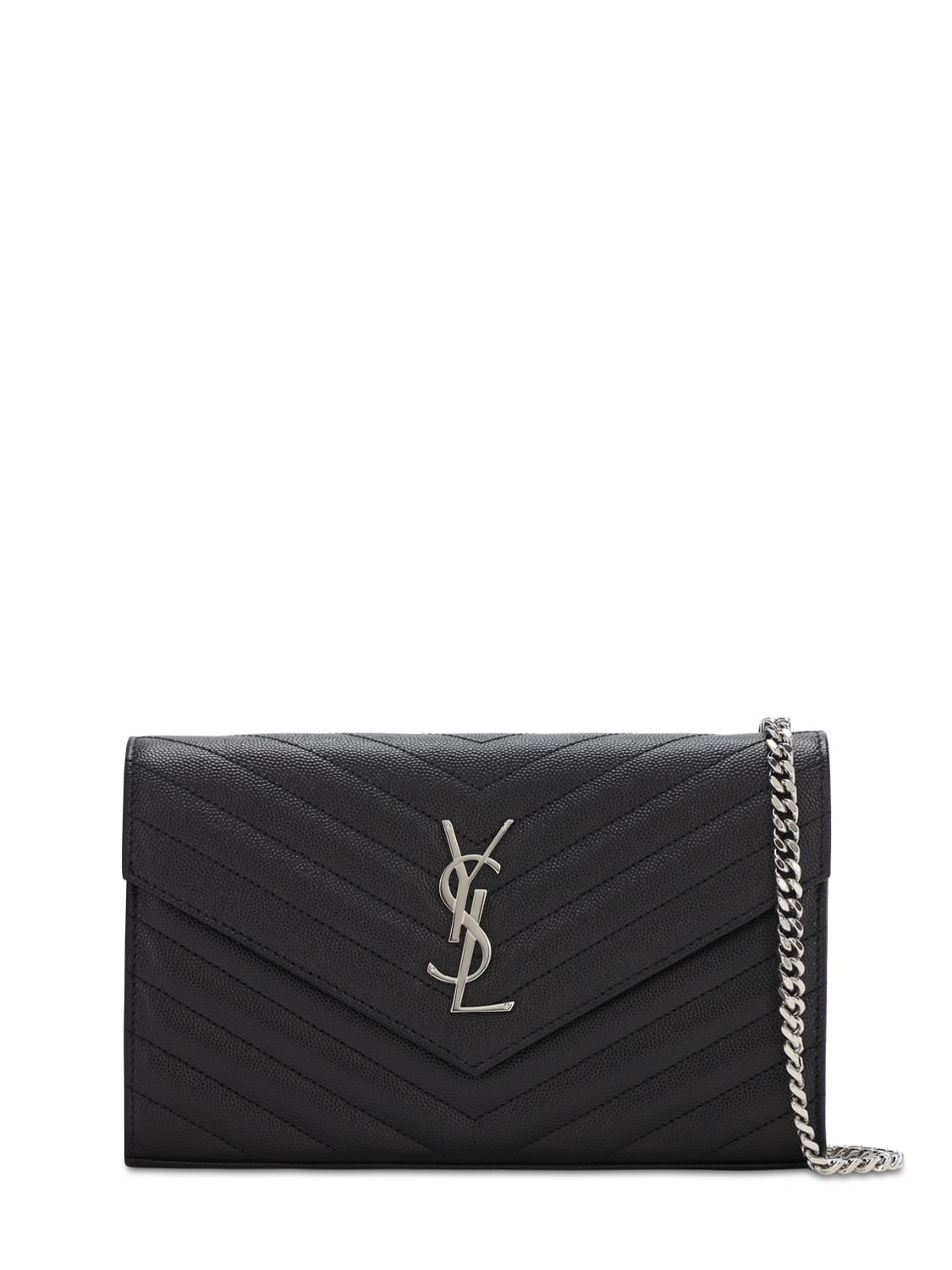 Image of Monogram Embossed Leather Chain Wallet