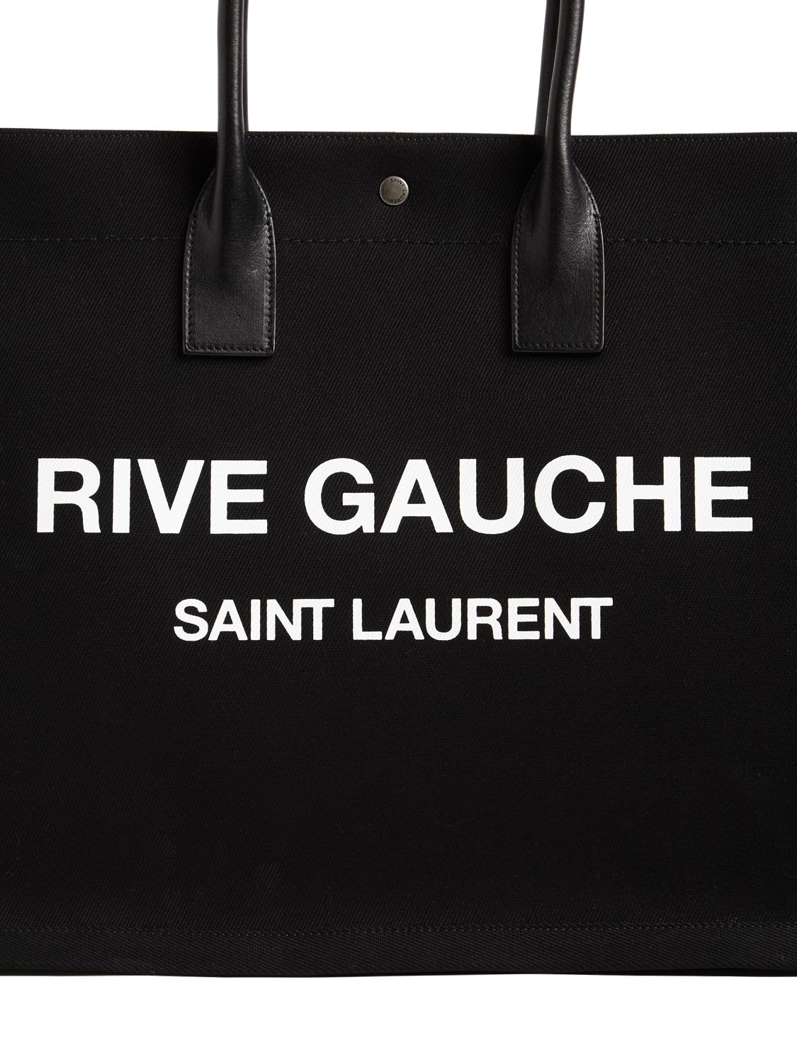 Shop Saint Laurent Rive Gauche Printed Canvas Tote In Noir
