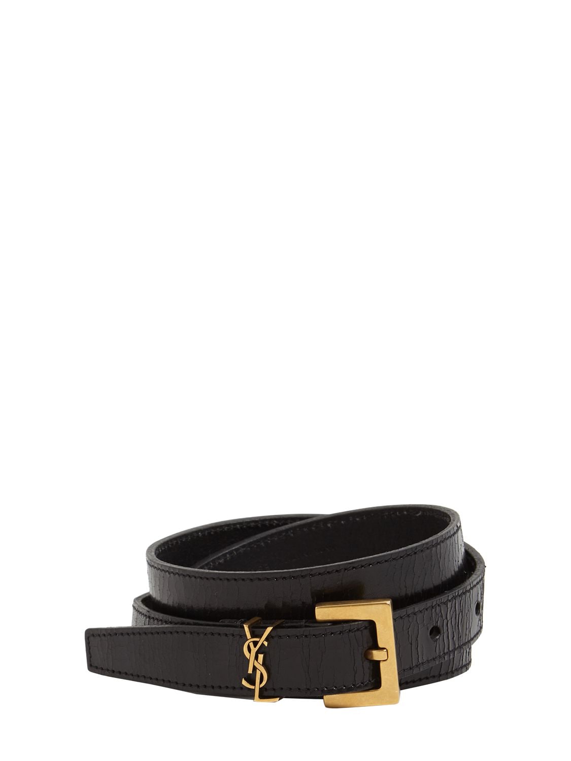 Saint Laurent 20mm Monogram Leather Belt In Black